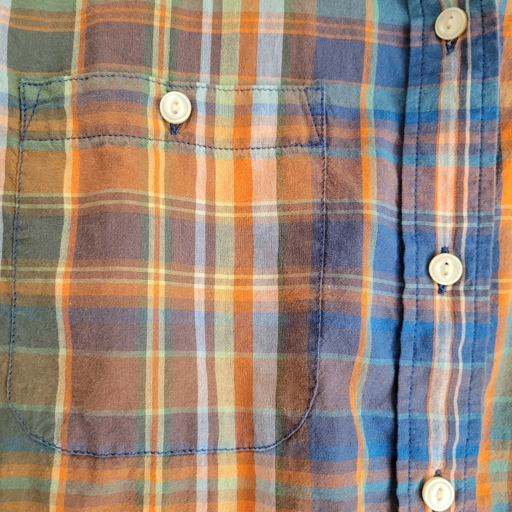 Lauren Jeans Co LRL Button Up Shirt Women's L Madras Plaid Long Sleeve Roll Tab - Picture 6 of 8